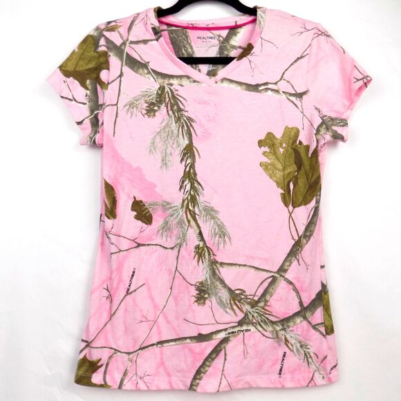 Realtree Pink Camo Top Medium Camouflage Print Hunting Woods (BUNDLE PRICE $6) - Picture 1 of 4
